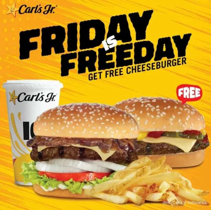 Promo Carls Jr hari ini Paket Friday is Freeday 