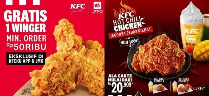 Promo KFC Terbaru 2023, Menu Baru Gratis 1 Winger dan KFC Hot Chili Chicken Rp 20.909
