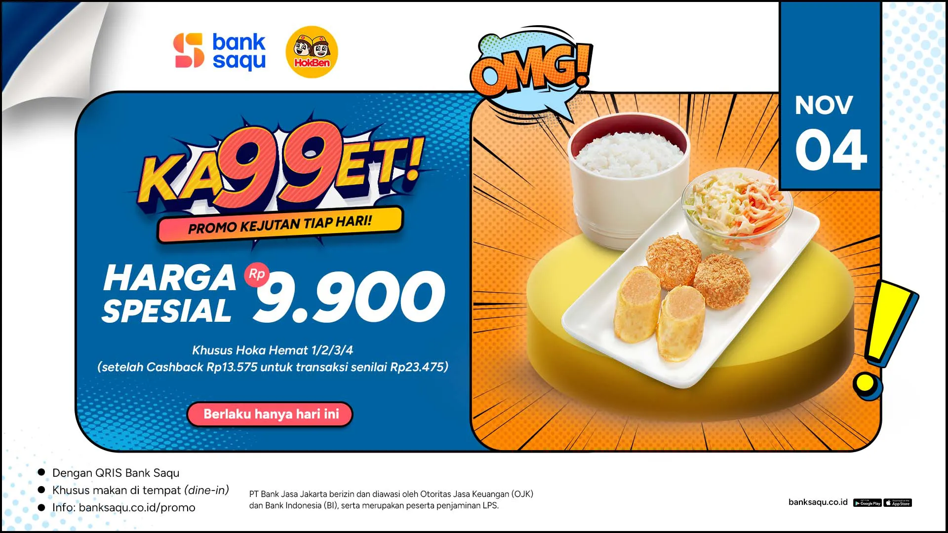 Promo Hokben 4 November 2024, Hoka Hemat Rp 9.900 via Bank Saqu