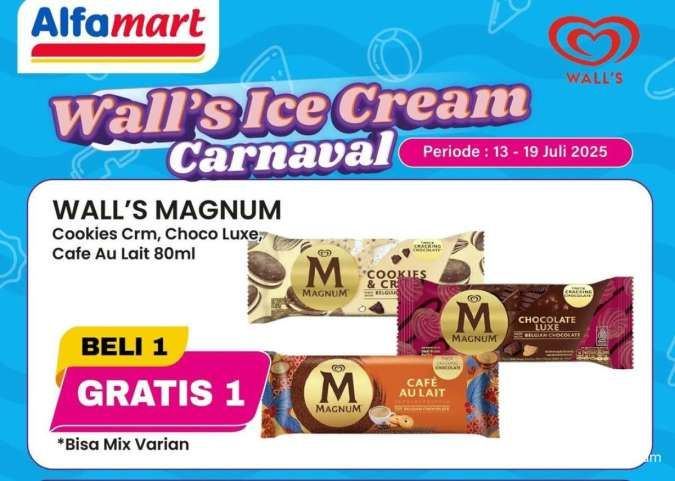 Promo Es Krim di Alfamart Pertengahan Juli 2025, Ada Magnum Beli 1 Gratis 1