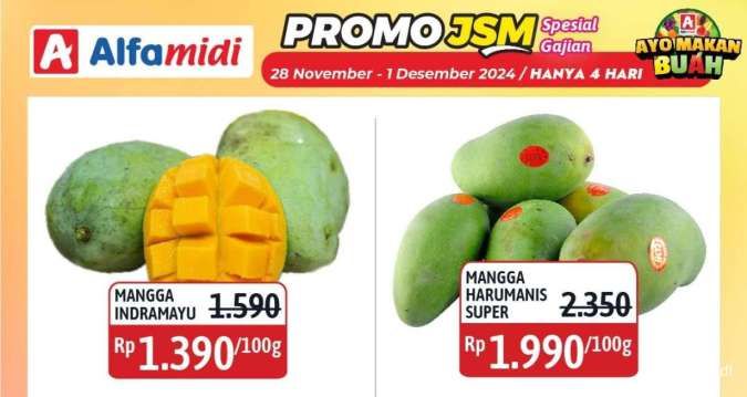 Promo JSM Alfamidi hingga 1 Desember 2024, Mangga Harumanis-Apel Fuji Harga Ekonomis