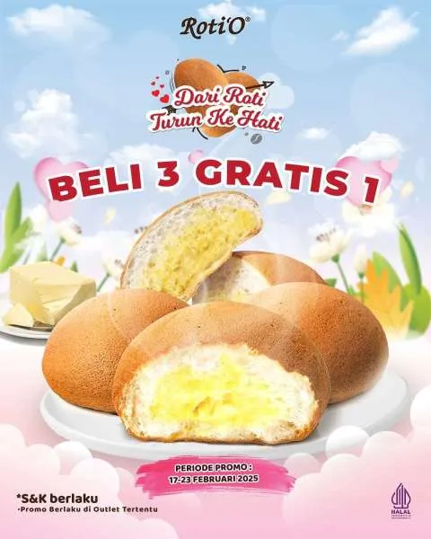 Promo Roti O Beli 3 Gratis 1