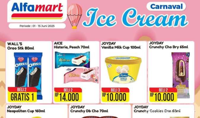 Promo Es Krim di Alfamart dan Indomaret Bulan Juni 2025, Walls Oreo Beli 2 Gratis 1