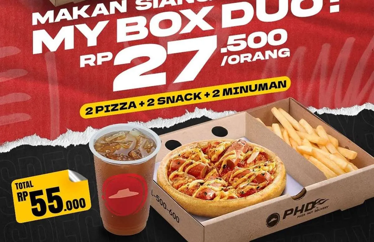 Promo Pizza Hut Delivery Setiap Senin-Jumat, 2 Pizza & 2 Snack-Minuman Cuma Rp 55.000
