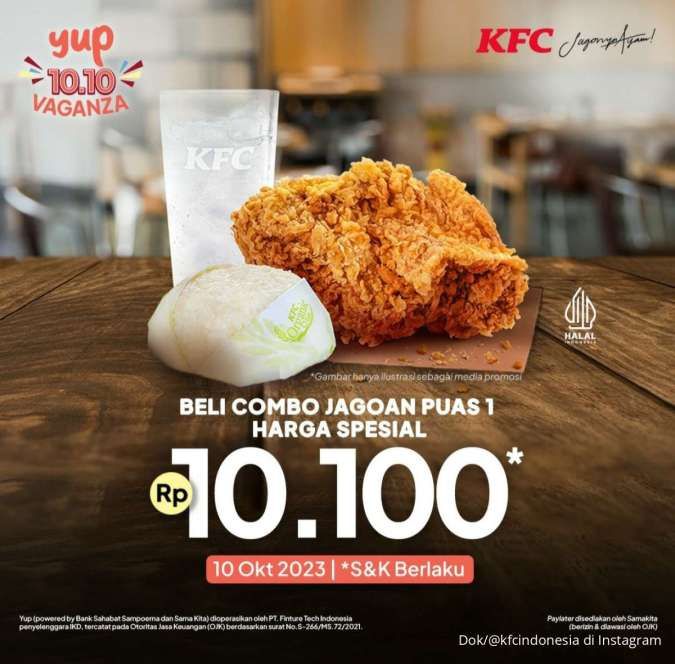 Promo KFC 10.10 Bersama YUP Hanya Hari Ini 10 Oktober 2023