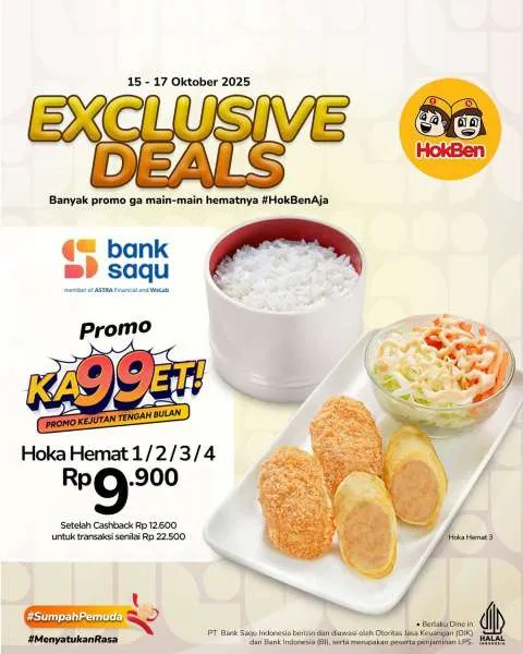 Promo HokBen KA99ET Bank Saqu Cuma Rp 9.900