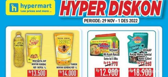 Harga Promo Hypermart Hari Ini 1 Desember 2022, Hari Terakhir Hyper Diskon Weekday