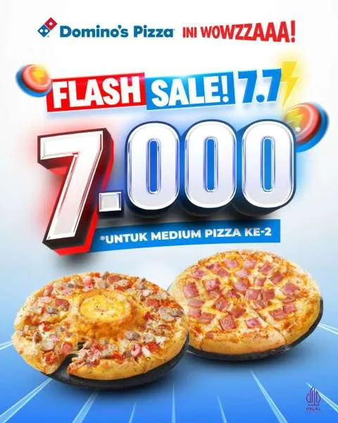 Promo Dominos Pizza Flash Sale 7.7 Medium Pizza Rp 7.000