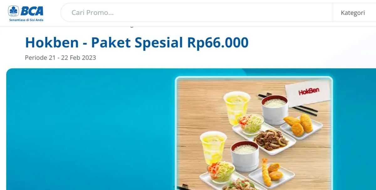 Promo Hokben di HUT BCA 66 Tahun, Beli 2 Simple Set Teriyaki-Ocha Spesial Rp 66.000