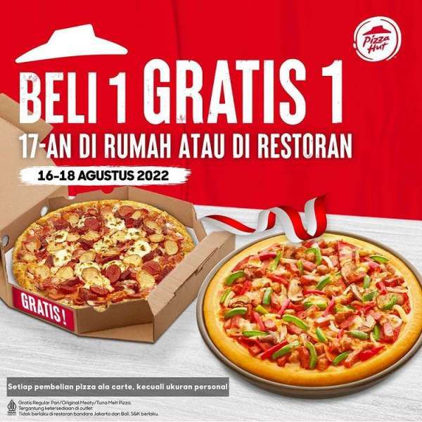 Promo Pizza Hut hingga 18 Agustus 2022, Beli 1 Gratis 1 dengan Topping Favorit