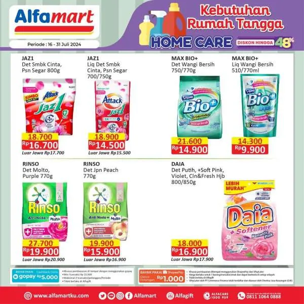 Promo Alfamart Home Care Diskon s/d 48% Periode 16-31 Juli 2024