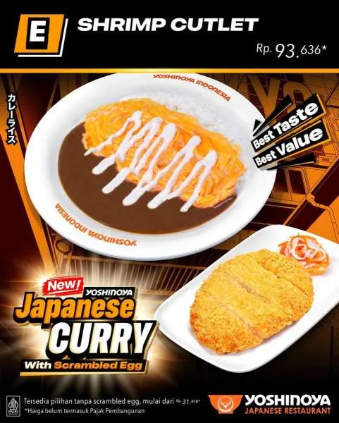 Promo Yoshinoya Japanese Curry with Scrambled Egg dan Shrimp Cutlet