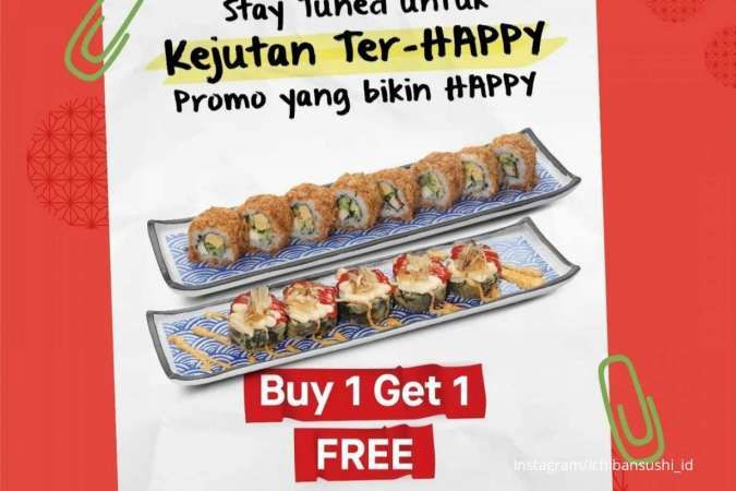 Promo 11.11 Ichiban Sushi Beli 1 Gratis 1 Mentai Roll, Berlaku 10-11 November 2022
