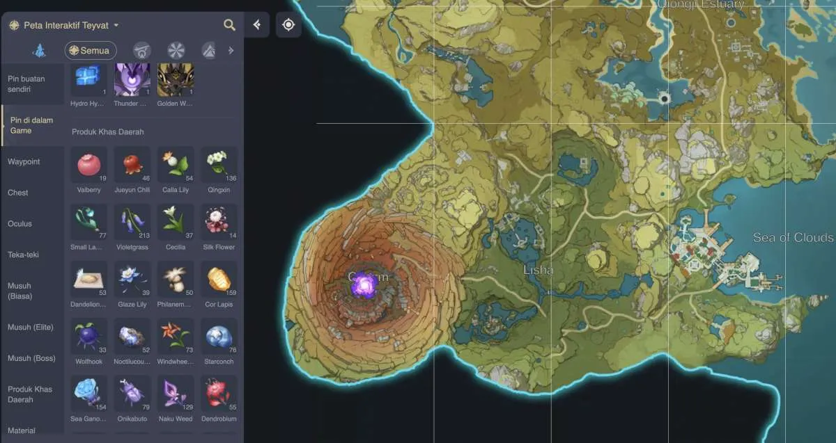 Link Map Interaktif The Chasm Genshin Impact, Jelajahi Wilayah Baru dengan Mudah