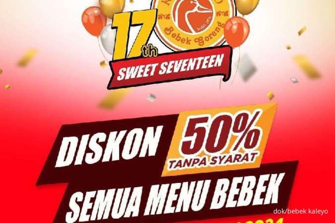 Promo Bebek Kaleyo 17th Sweet Seventeen Diskon 50% Tanpa Syarat Januari 2024