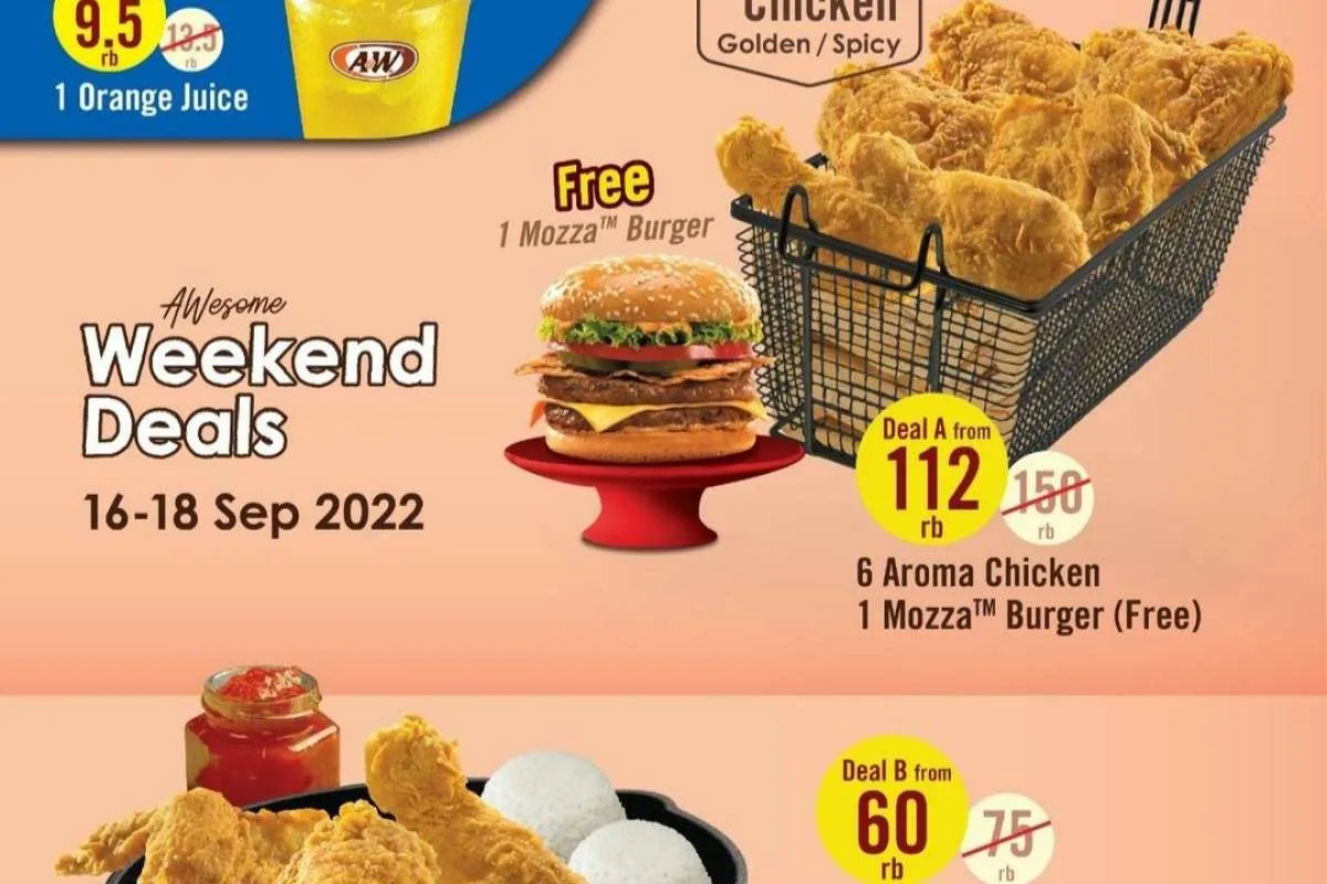Promo AW Restoran 16-18 September 2022, Lebih Banyak Ayam Dapat Gratis Burger