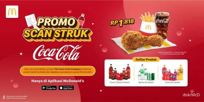 Promo McD Scan Struk Beli Ayam, Kentang, Coca Cola Rp 1.818 sampai 31 Januari 2025