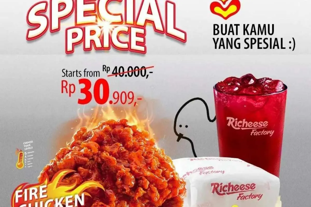 Promo Richeese Factory Juni 2022, Combo Fire Chicken Harga Spesial Hemat Rp 10.000