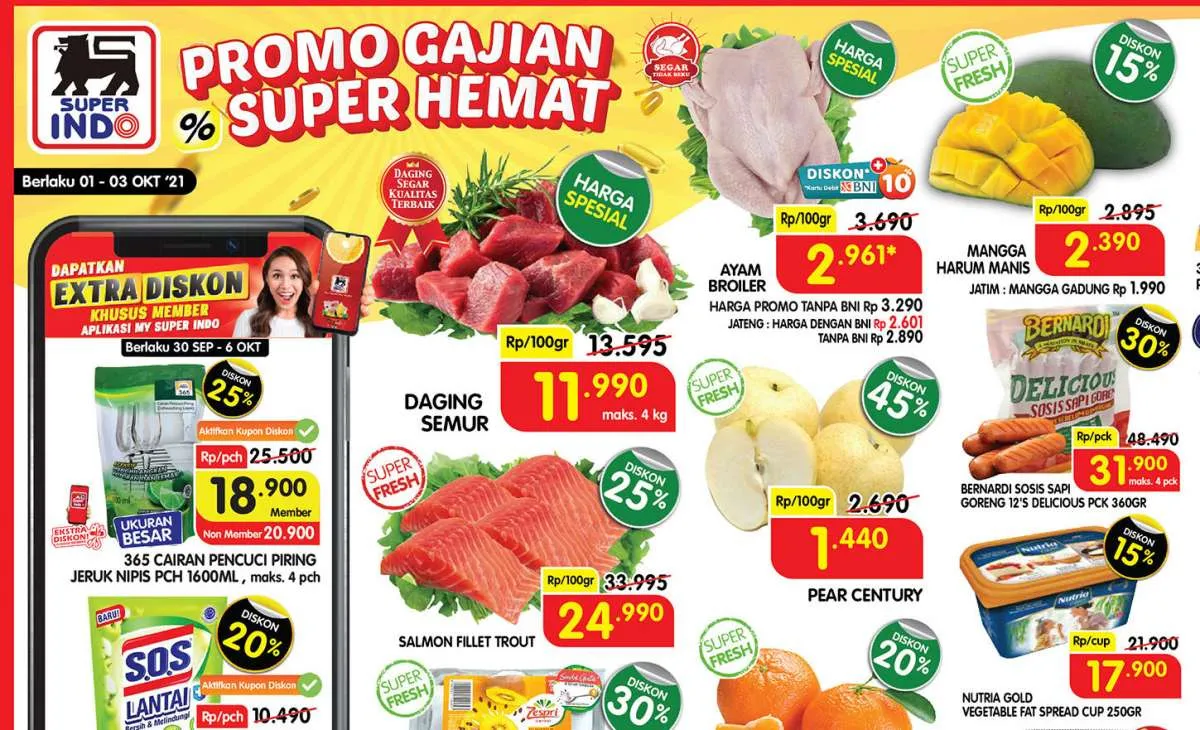 Promo JSM Superindo 1-3 Oktober 2021, diskonan besar di promo gajian super hemat