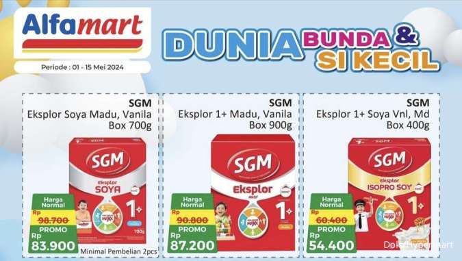 Promo Susu SGM hingga Bebelac di Alfamart, Harga Spesial Berlaku sampai 15 Mei 2024