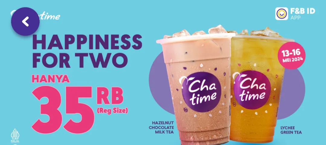 Promo Chatime happiness for two edisi 13-16 Mei 2024