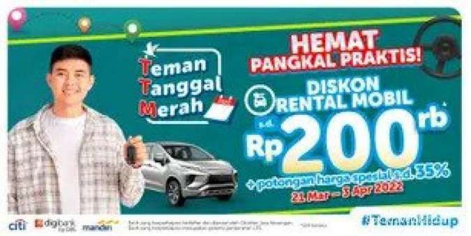 Promo Traveloka periode 21 Mar - 3 Apr 2022, Diskon Rental Mobil hingga Rp 200.000