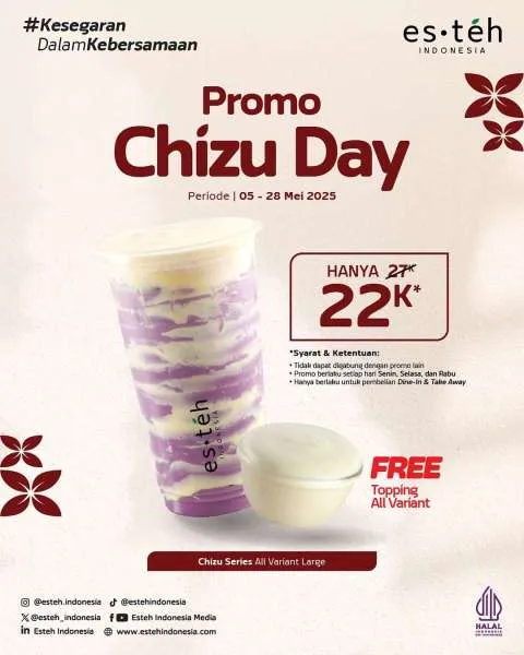 Promo Esteh Indonesia Chizu Day Free Topping
