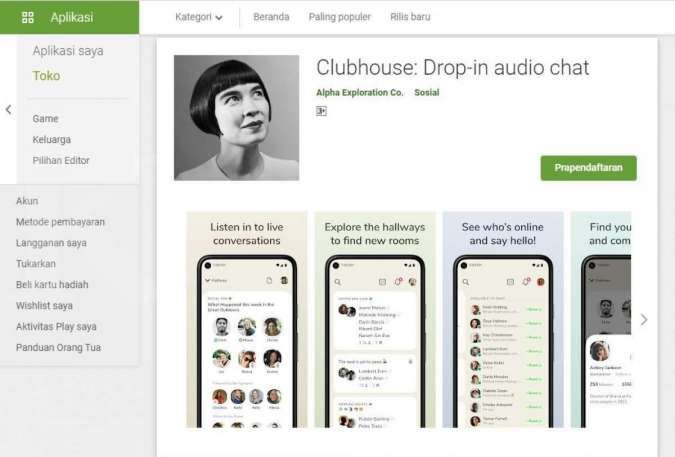 Pre-register aplikasi Clubhouse di Android lewat Play Store