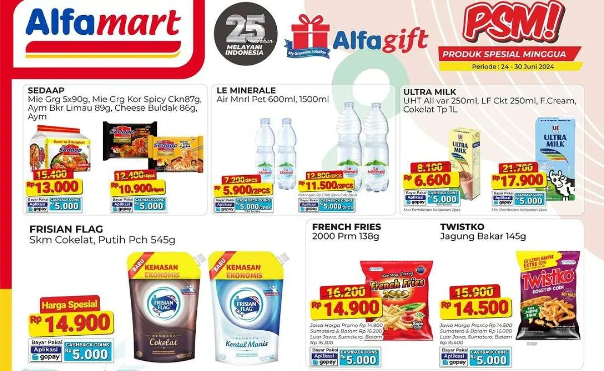 Promo Alfamart Produk Spesial Mingguan Terbaru, Ada Cashback Bayar dengan Gopay