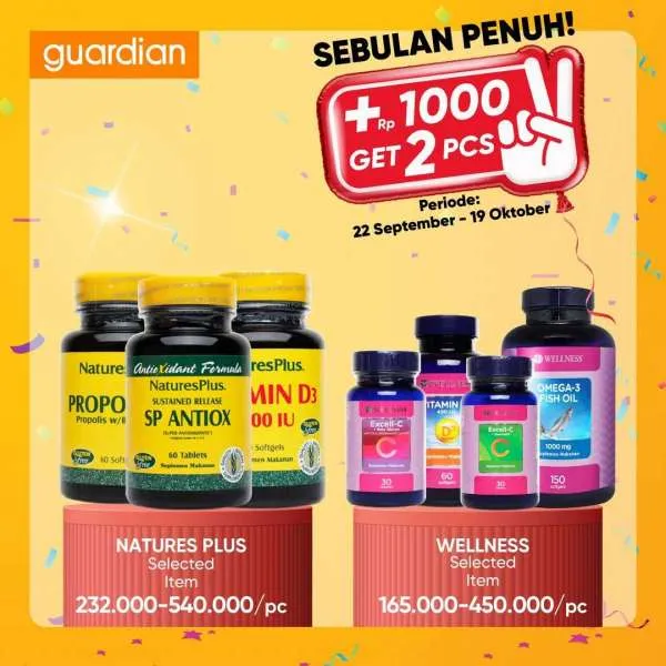 Promo Guardian +1000 Get 2 Pcs Periode 22 September-19 Oktober 2022