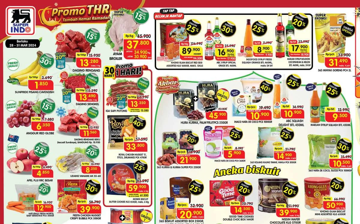 Promo Superindo Spesial THR 28-31 Maret 2024, Beli 2 Gratis 1 dan Biskuit Diskon 40%