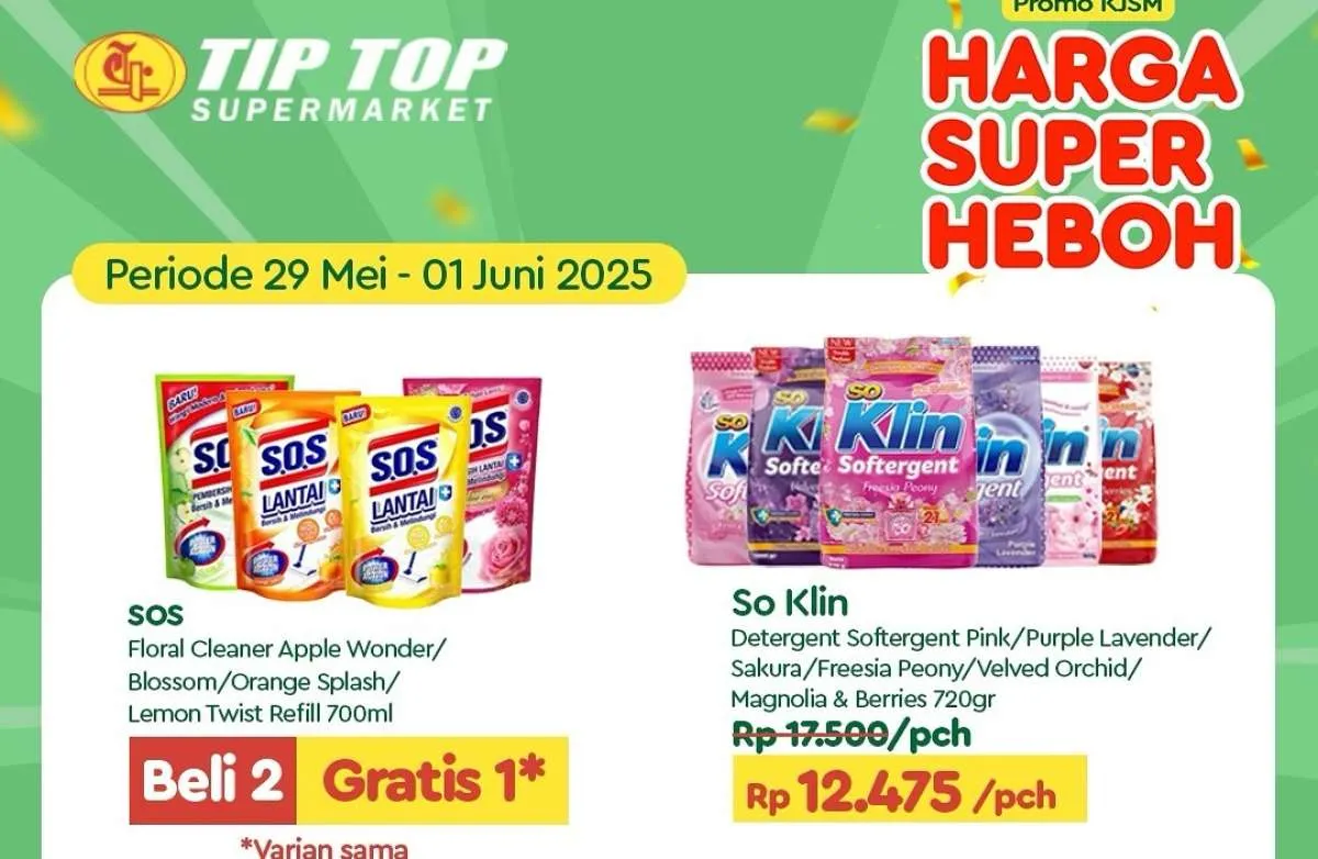 Promo JSM Tip Top Berakhir Minggu 1 Juni 2025, Beli Deterjen So Klin Lebih Murah