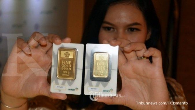 Akhir pekan, harga jual emas Antam merosot Rp 6.000