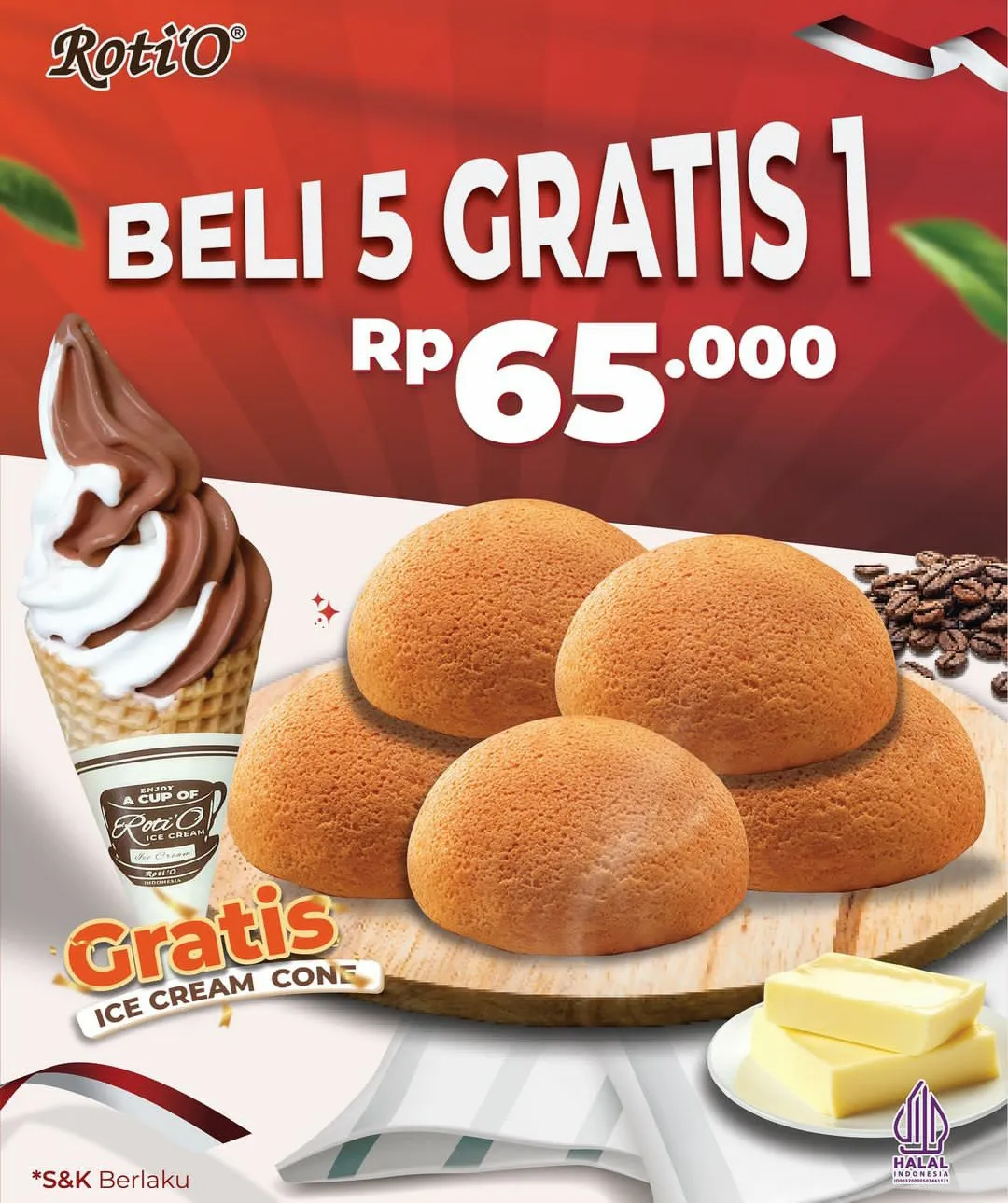 Promo RotiO Beli 5 Gratis 1 Ice Cream