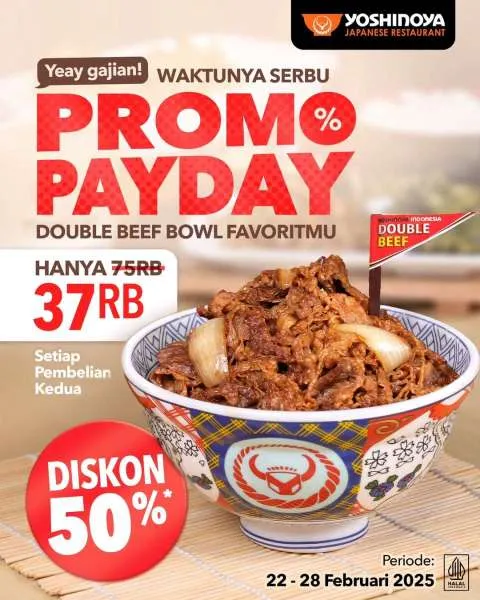 Promo Yoshinoya Diskon 50%
