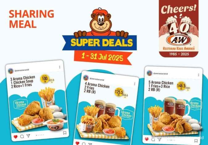 Daftar Promo A&W Sharing Meal sampai 31 Juli, Paket Komplit Aroma Chicken Hemat
