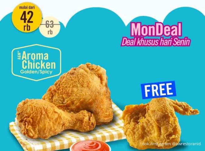 Promo A&W MonDeal Tiap Senin, 2 Aroma Chicken + Chicken Wing Mulai Rp 42.000 Saja
