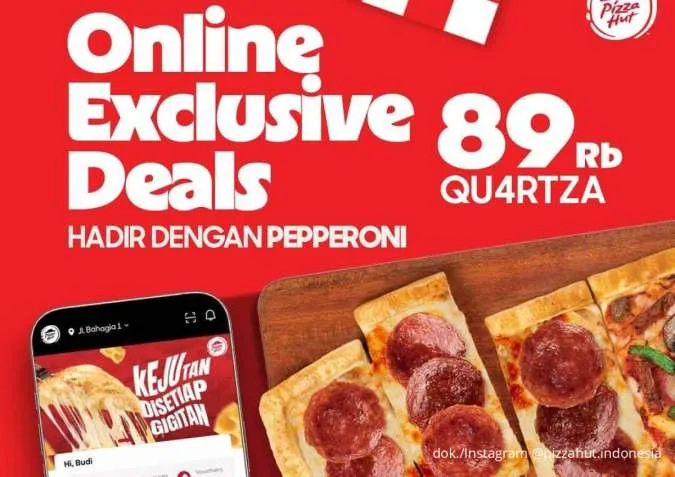 Khusus Rabu! Promo Pizza Hut Online Exclusive Deals, QU4RTZA Pizza Cuma Rp 89.000