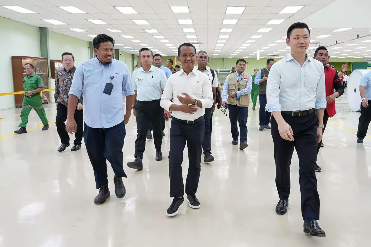 Investasi Hilirisasi Pulp, Menteri Bahlil Tinjau Progres Pabrik Kemasan RAPP di Riau