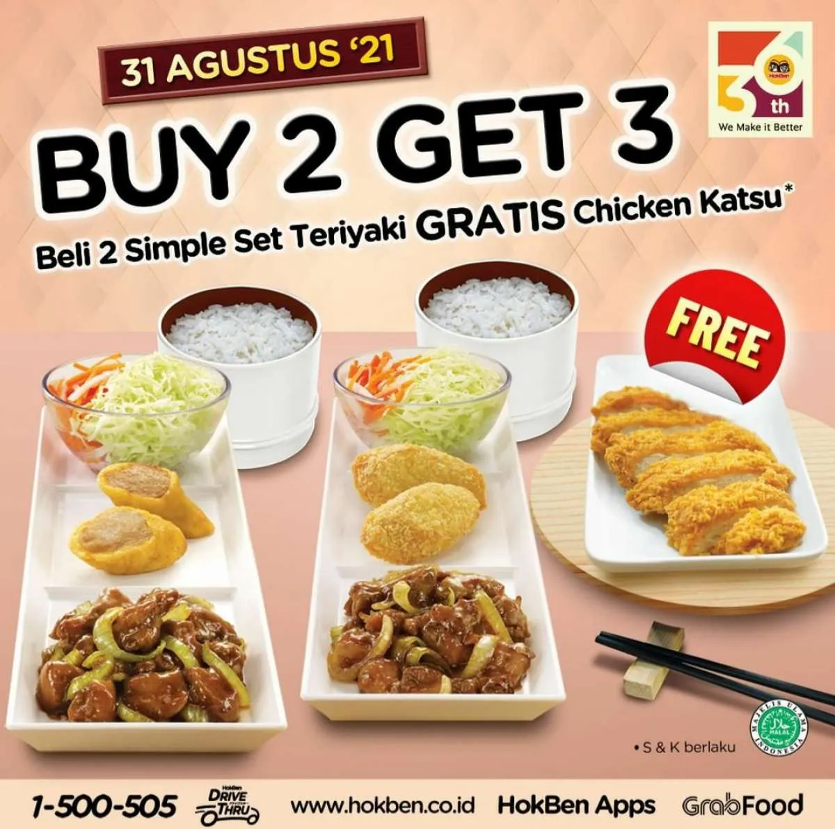 Promo Hokben 31 Agustus 2021, Beli 2 Gratis Chicken Katsu Rp 78.000
