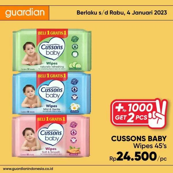 Promo Guardian +1000 Get 2 Pcs Periode 29 Desember 2022-4 Januari 2023