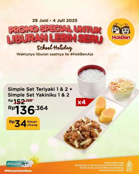 Promo HokBen Spesial Liburan Seru Paket Simple Set Teriyaki