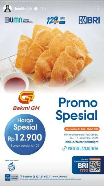 Promo HUT BRI di Bakmi GM 16-17 Desember 2024