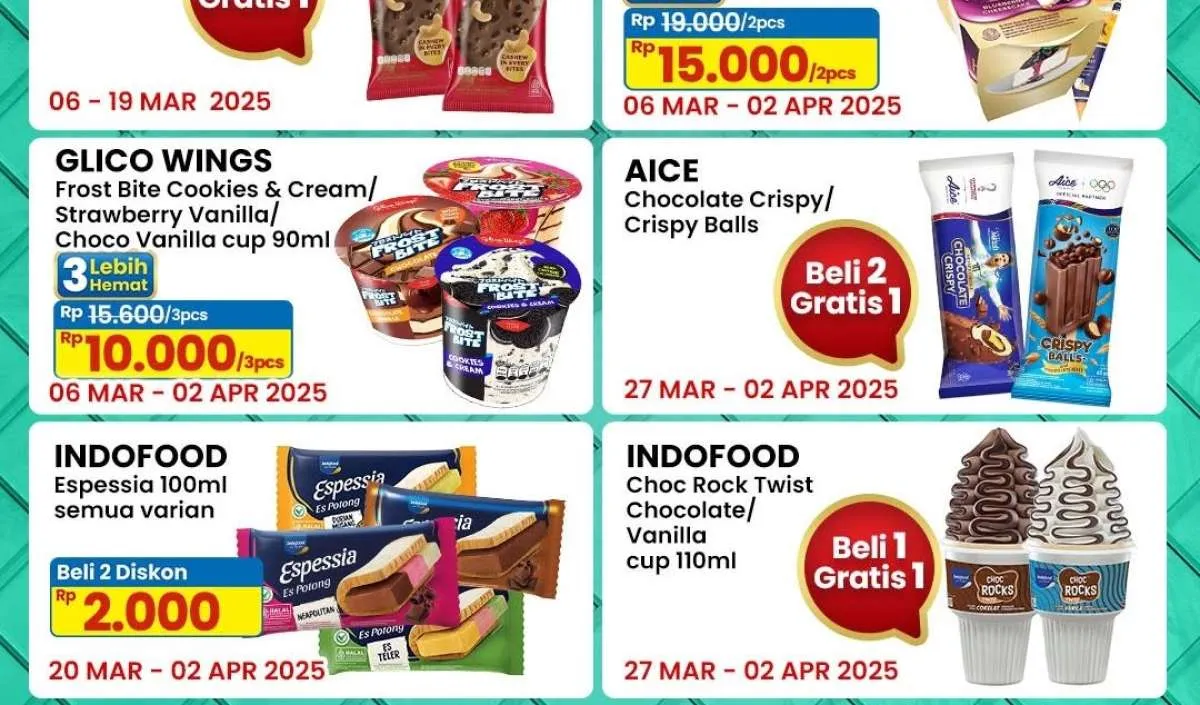Promo Es Krim Beli 1 Gratis 1 & Beli 2 Gratis 1 di Indomaret, Berlaku sampai April