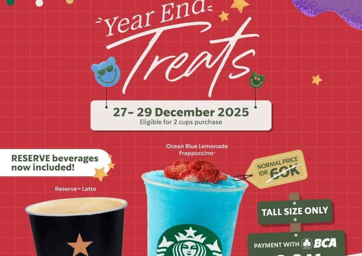 Hari Terakhir Promo Starbucks Year End Treats & BCA, 2 Minuman Cuma Rp 30.000 per Cup
