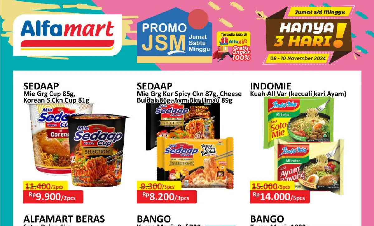 Promo JSM Alfamart Berakhir Hari Ini 10 November 2024, Mie Sedaap Beli 3 Lebih Murah