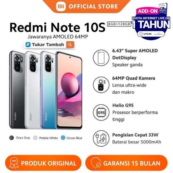Daftar Harga HP Redmi Note 10S Semua Varian, Oktober 2022