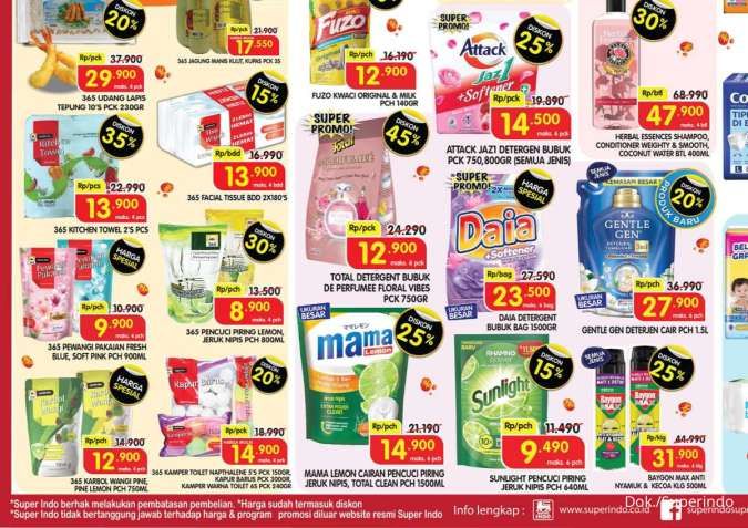 Promo Superindo Weekday 6-9 Oktober 2025, Attack & Mama Lemon Diskon 25%