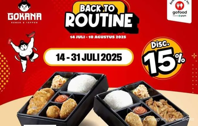 Promo Gokana Back to Routine Via GoFood 14-31 Juli, Bento/Ramen Favorit Diskon 15%
