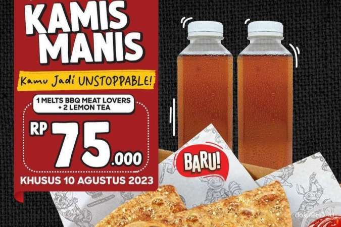 Promo PHD 10 Agustus 2023, Kamis Manis Hemat Isi Melts Pizza dan 2 Lemon Tea